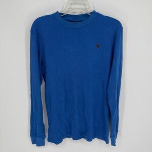 Southpole Men's Y2K Blue Long Sleeve Waffle Knit Pullover Thermal Shirt Size M